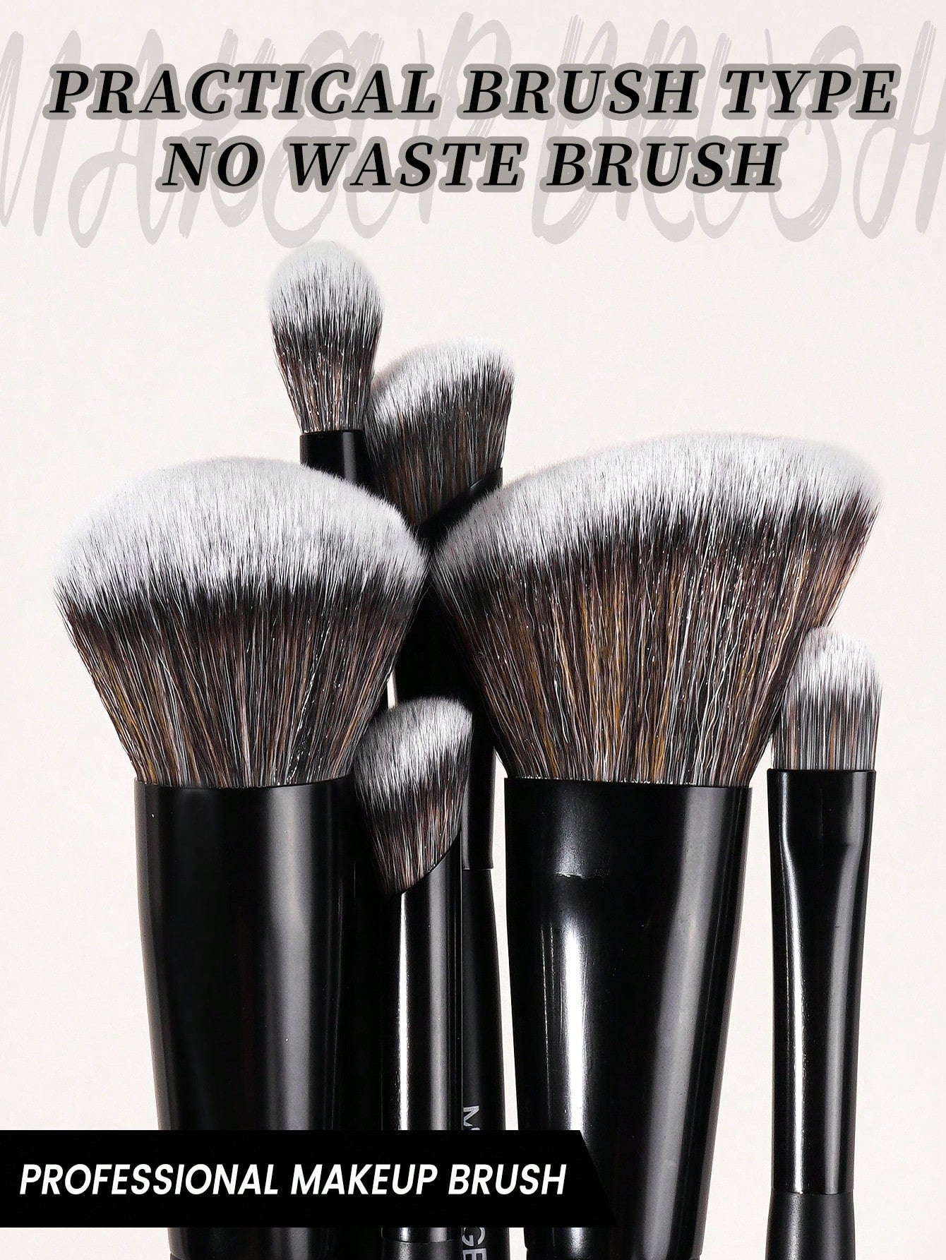Maange Makeup Brush Professional Black 10Pcs With Bag
