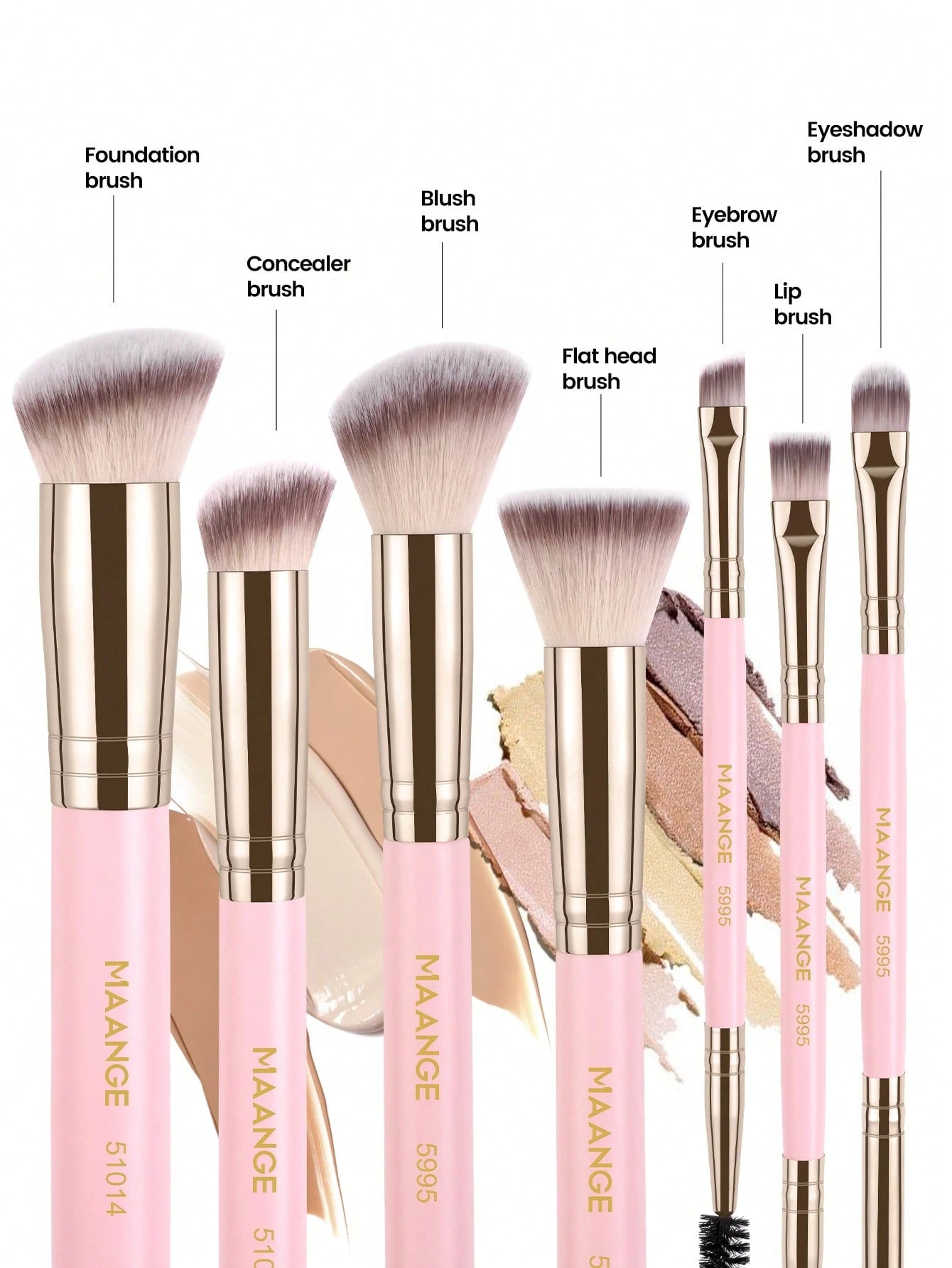 Maange 7Pcs Makeup Brush Pink