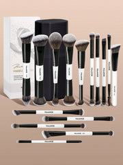 Maange 15Pcs Makeup Brush Black and White