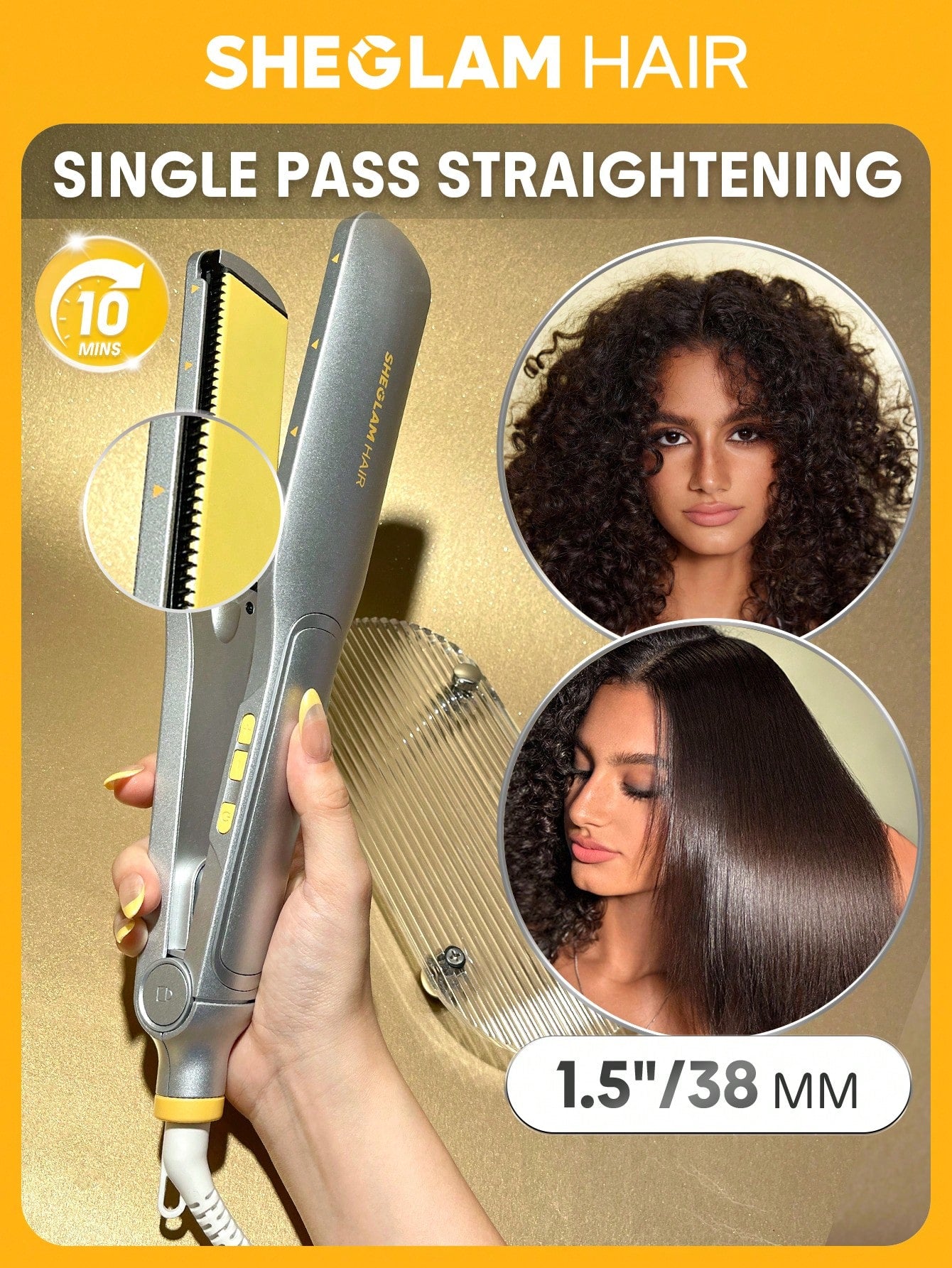 SHEGLAM HAIR Sleek Chic Wide Glide Straightener 38mm