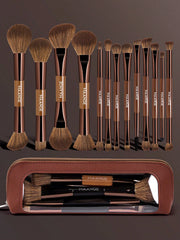 Maange Makeup Brush brown With Bag 13Pcs