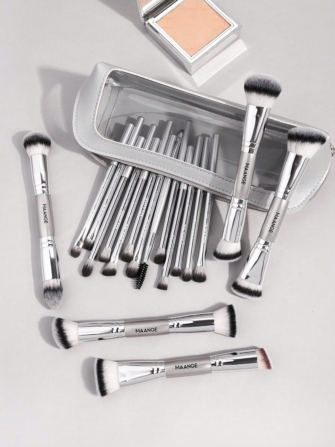 Maange Pro Makeup Brush Silver 18Pcs