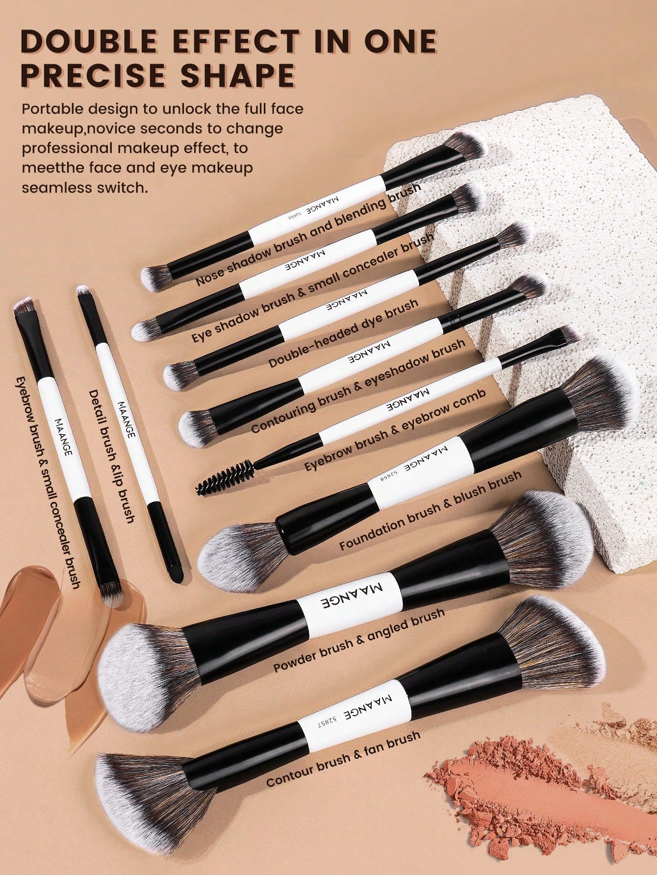Maange 11Pcs Makeup Brush With Bag