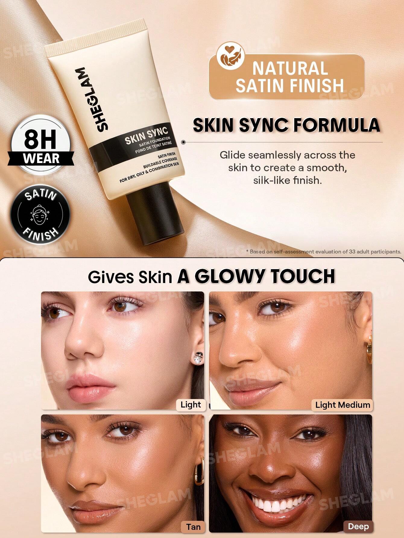 sheglam skin sync satin foundation 30g