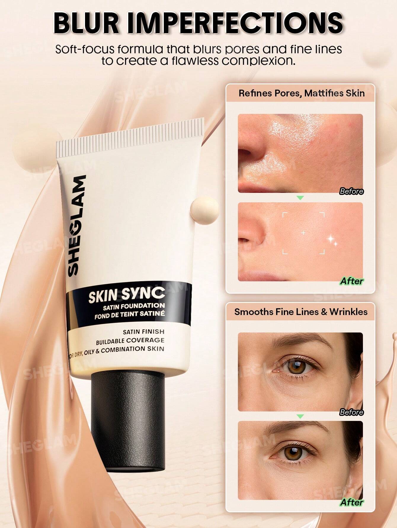 sheglam skin sync satin foundation 30g