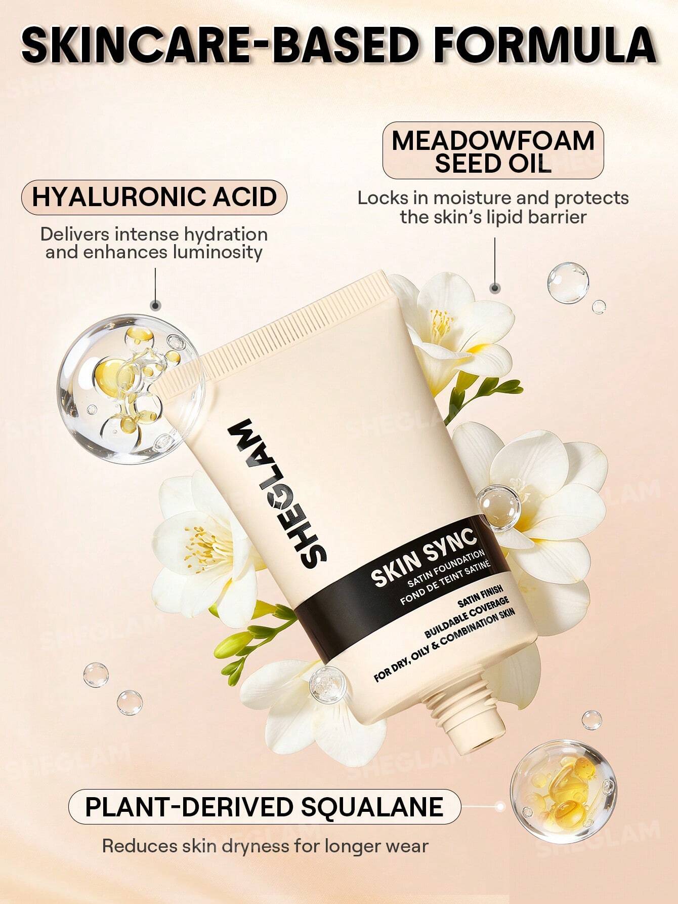 sheglam skin sync satin foundation 30g