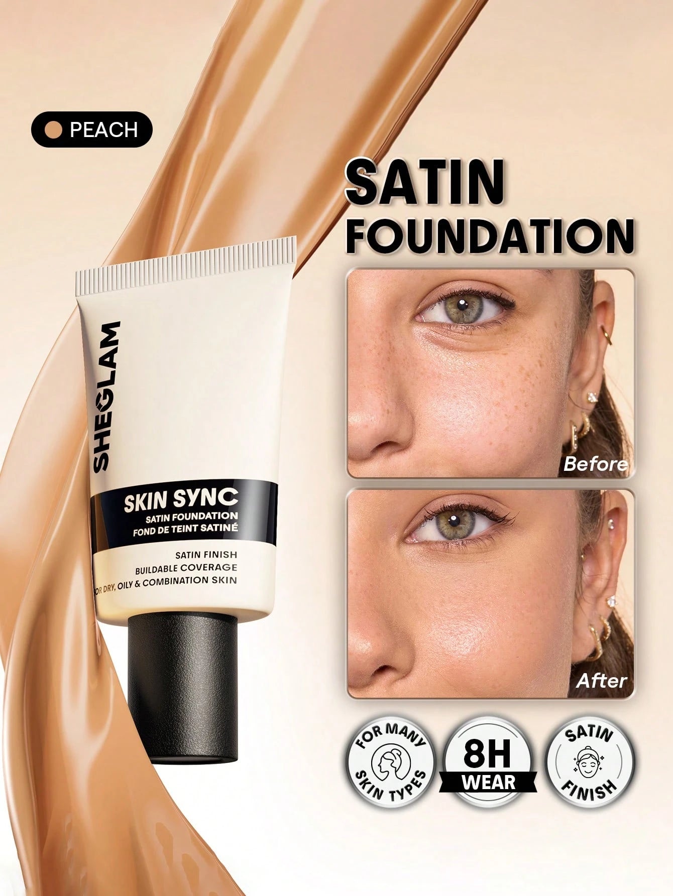 sheglam skin sync satin foundation 30g