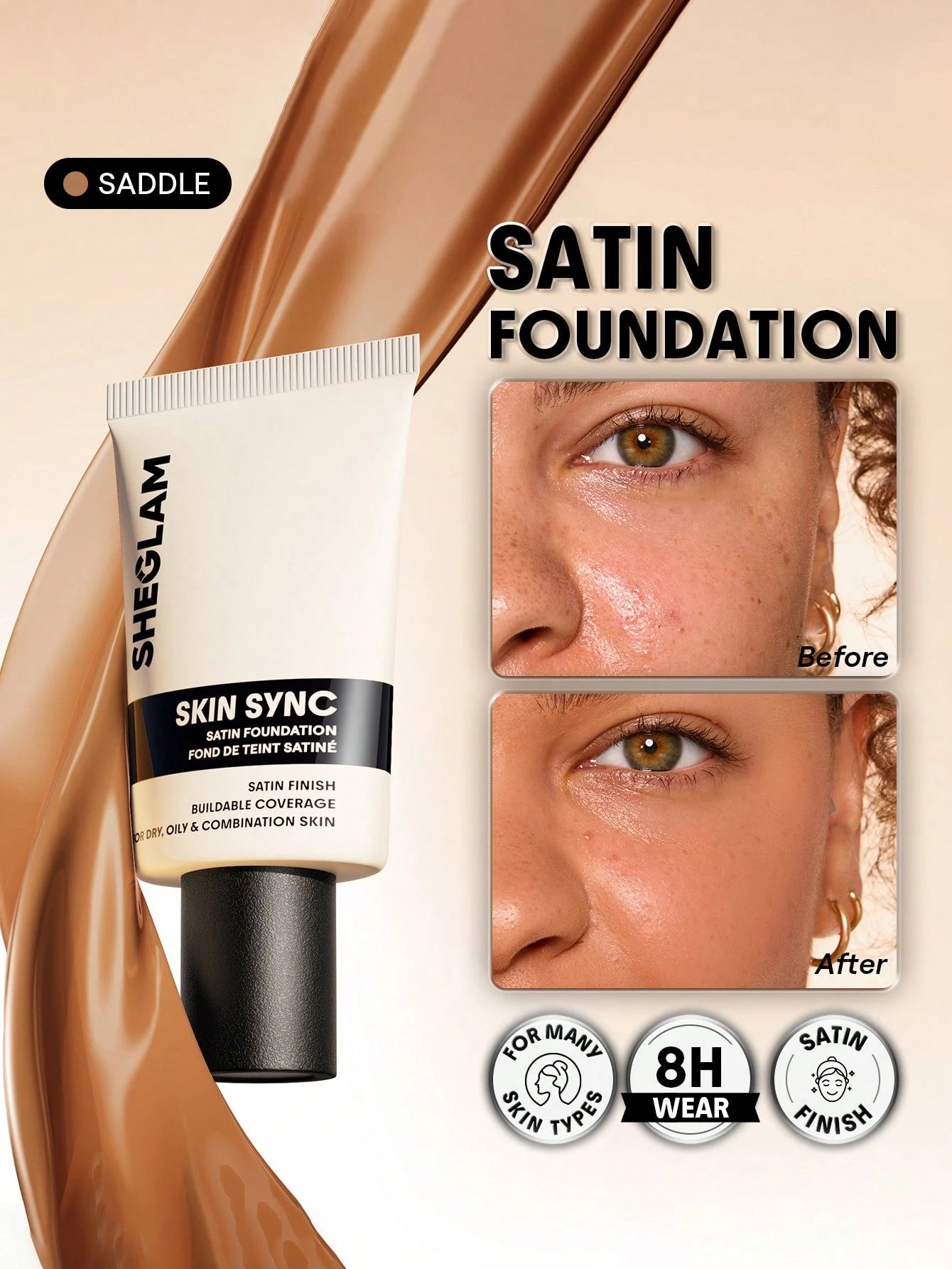 sheglam skin sync satin foundation 30g