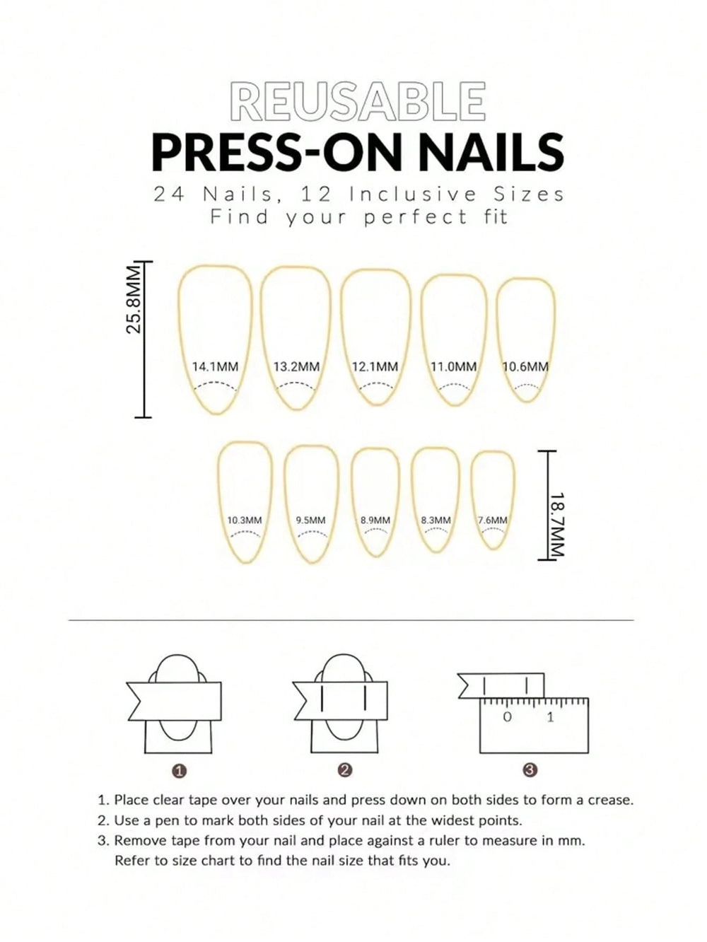 Shein120pcs Box Medium Long Almond Nude Ombre Classic False Nail Stickers