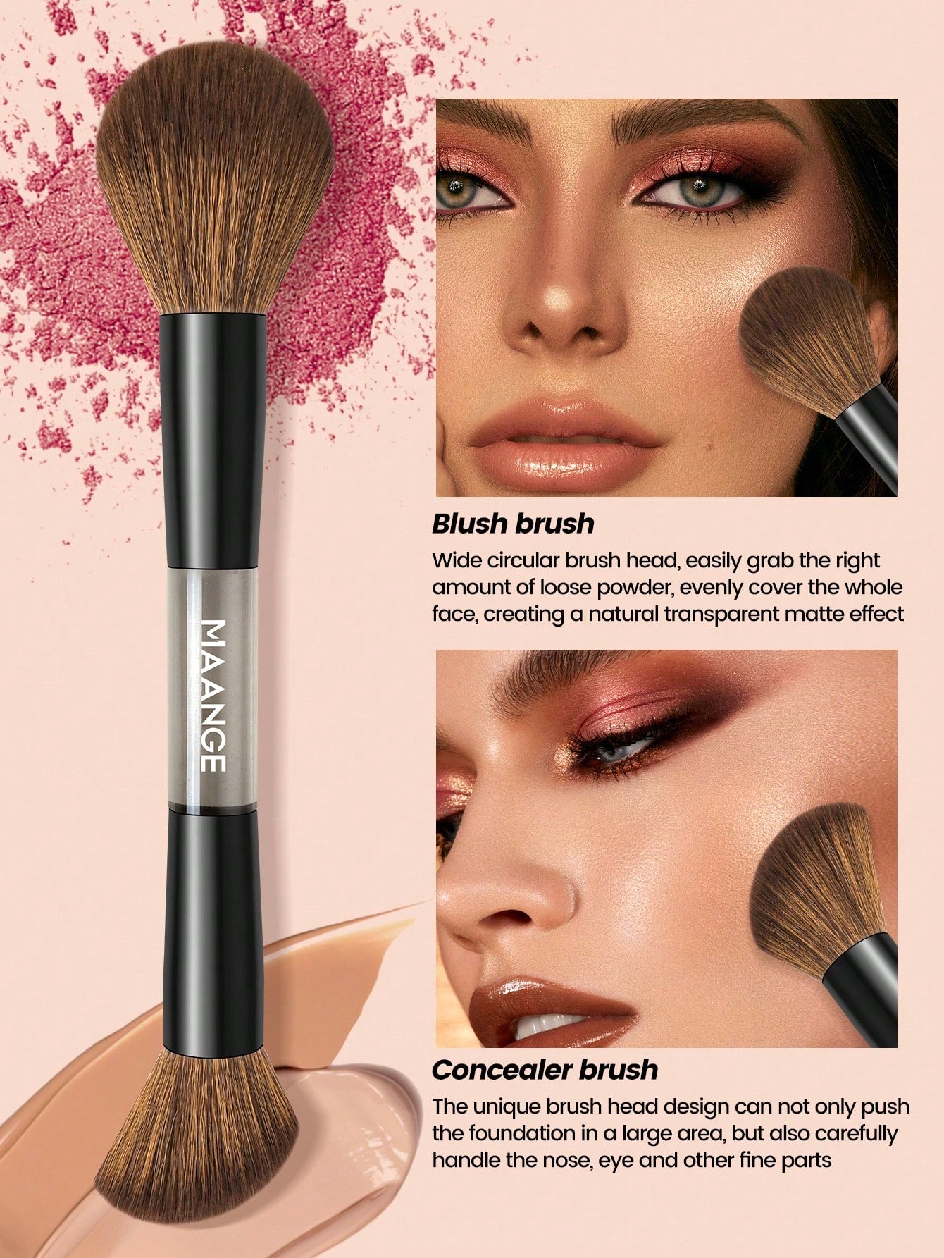 Maange 7Pcs Makeup Brush Black With Bag