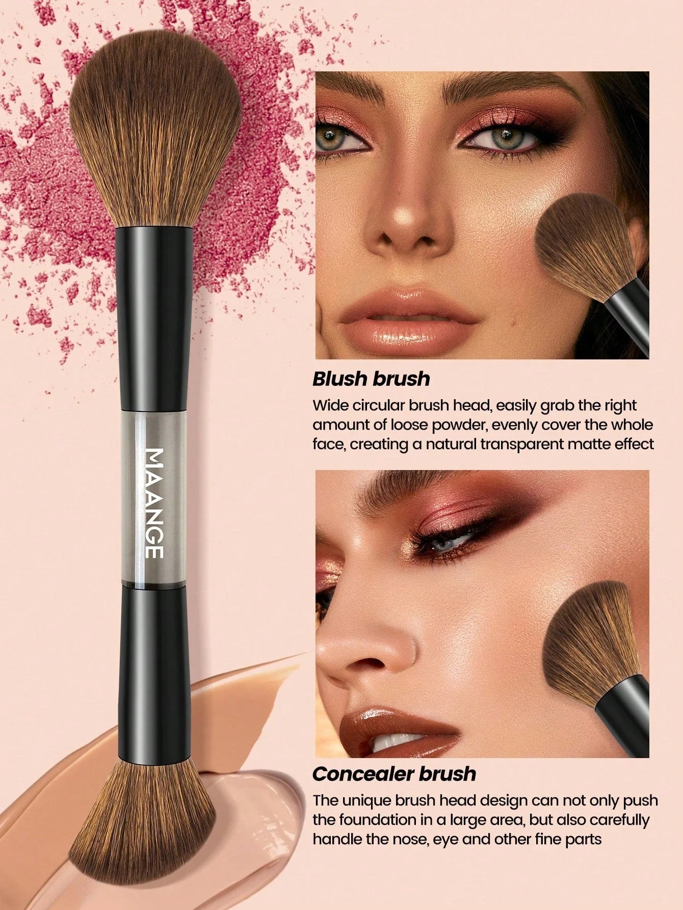 Maange 7Pcs Makeup Brush Black With Bag