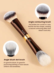 Maange 16Pcs Makeup Brush Dark Brown With Bag