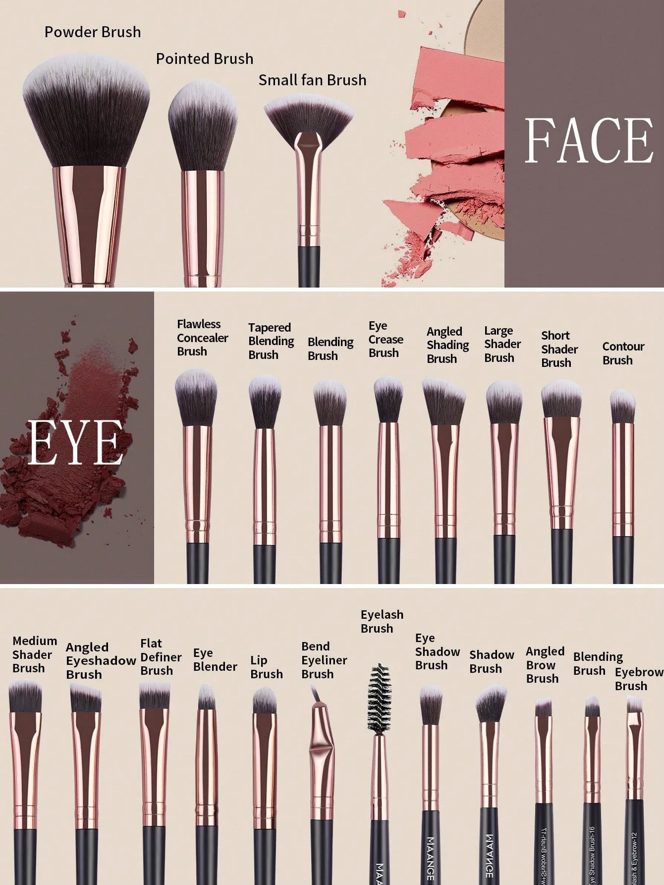 Maange 20Pcs Makeup Brush Set