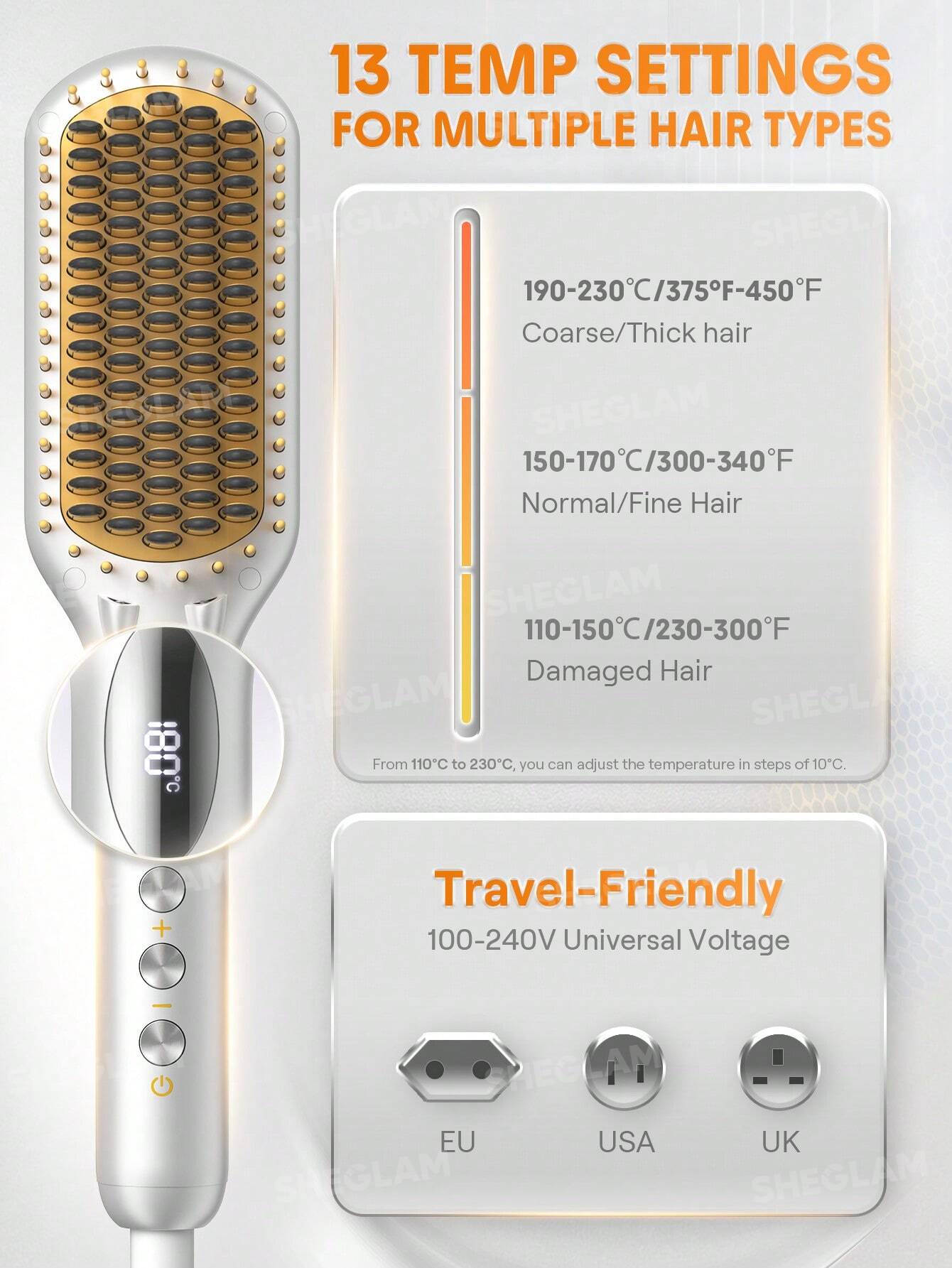 Sheglam Hair Sleek Chic Triple Grip Straightening Brush