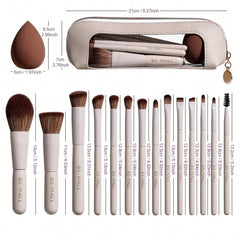 BS-MALL 14Pcs makeup brush set with Bag- Begie