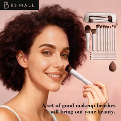 BS-MALL 14Pcs makeup brush set with Bag- Begie