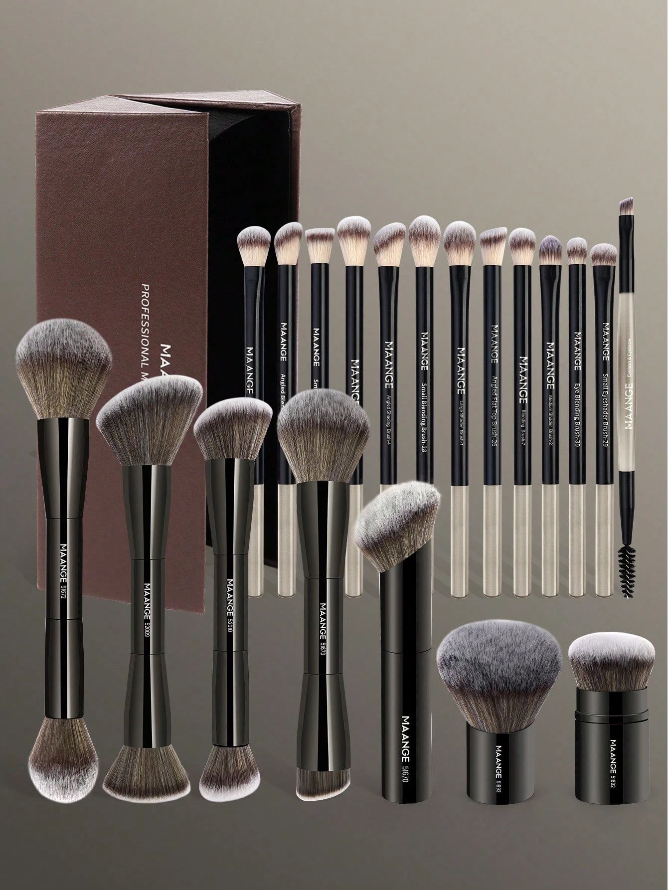Maange 20Pcs Professional Makeup Brush Black