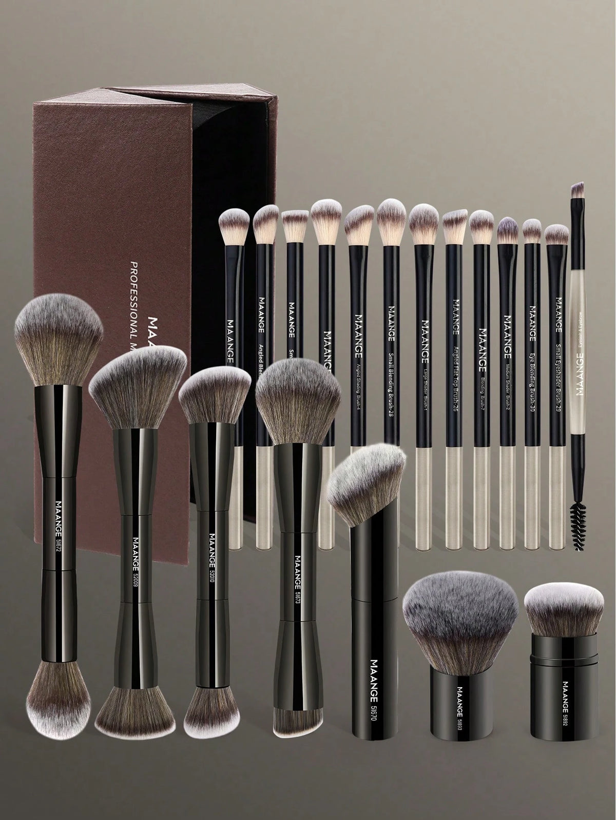 Maange 20Pcs Professional Makeup Brush Black