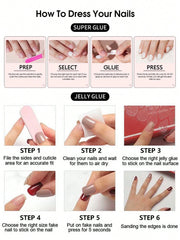 Shein 180pcs Almond-Shaped Ombre White Nail Stickers