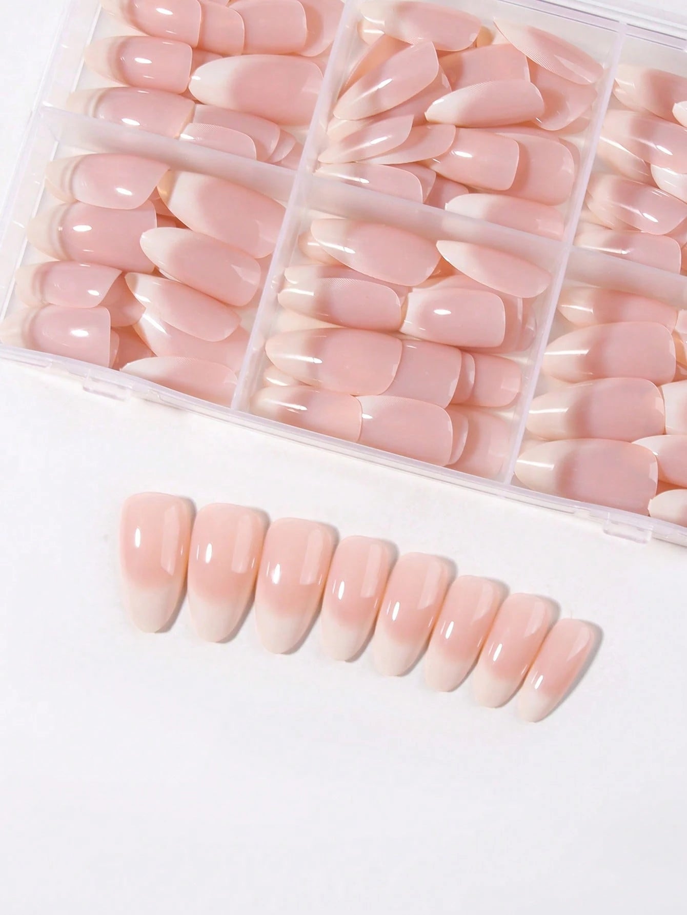 Shein 180pcs Almond-Shaped Ombre White Nail Stickers