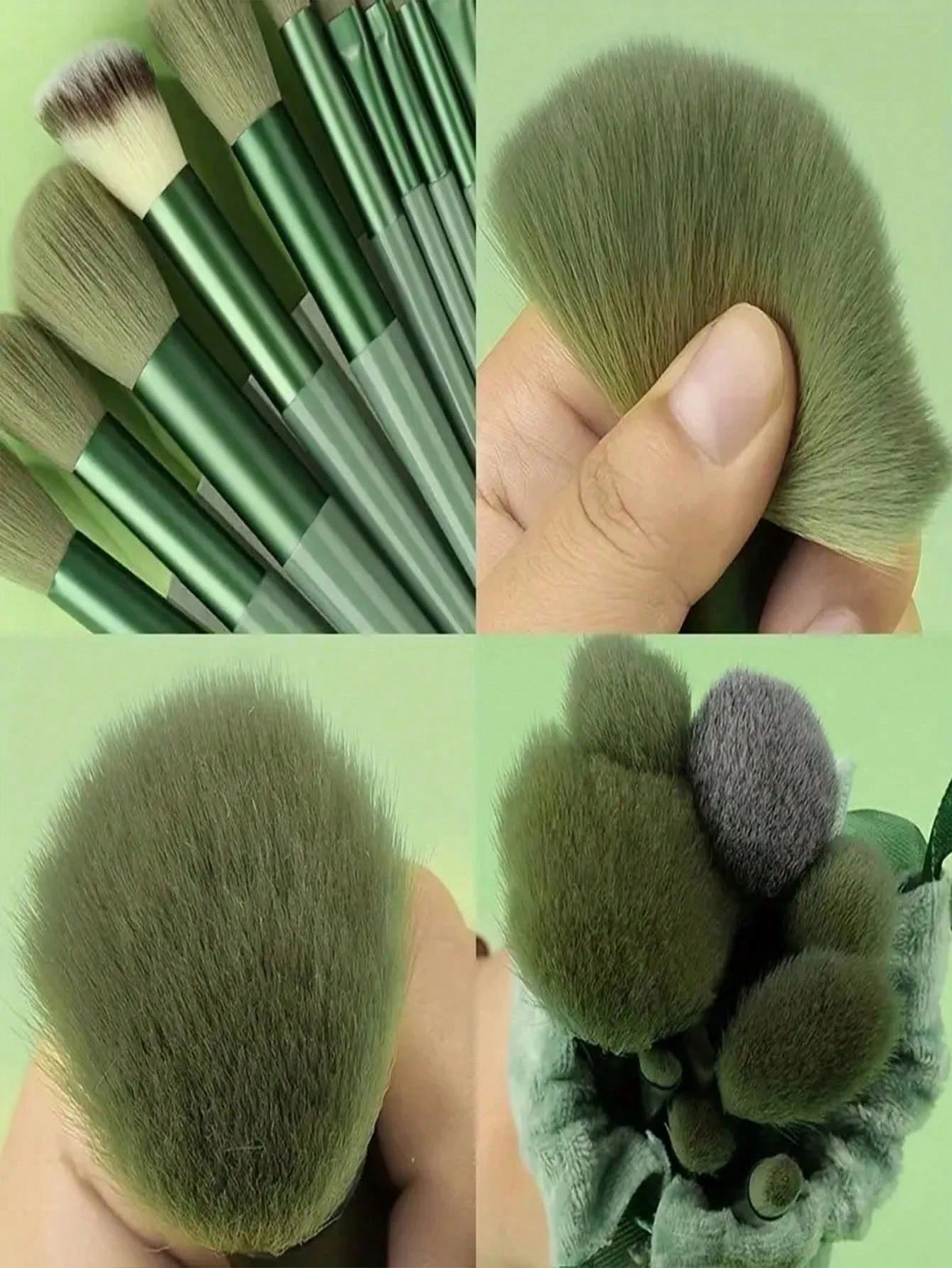 Shein 13Pcs Makeup Brush and Sponge Green
