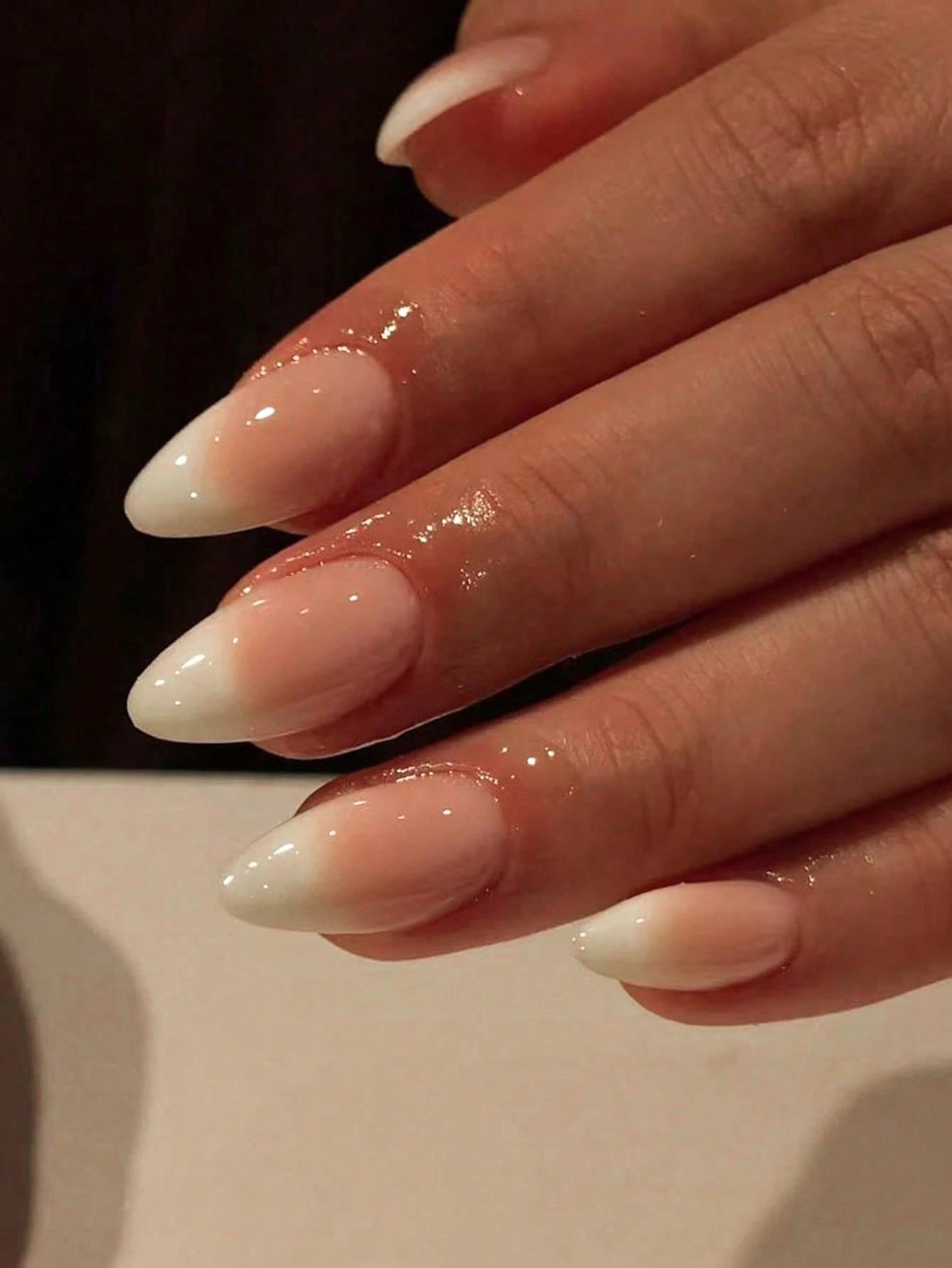 Shein 180pcs Almond-Shaped Ombre White Nail Stickers