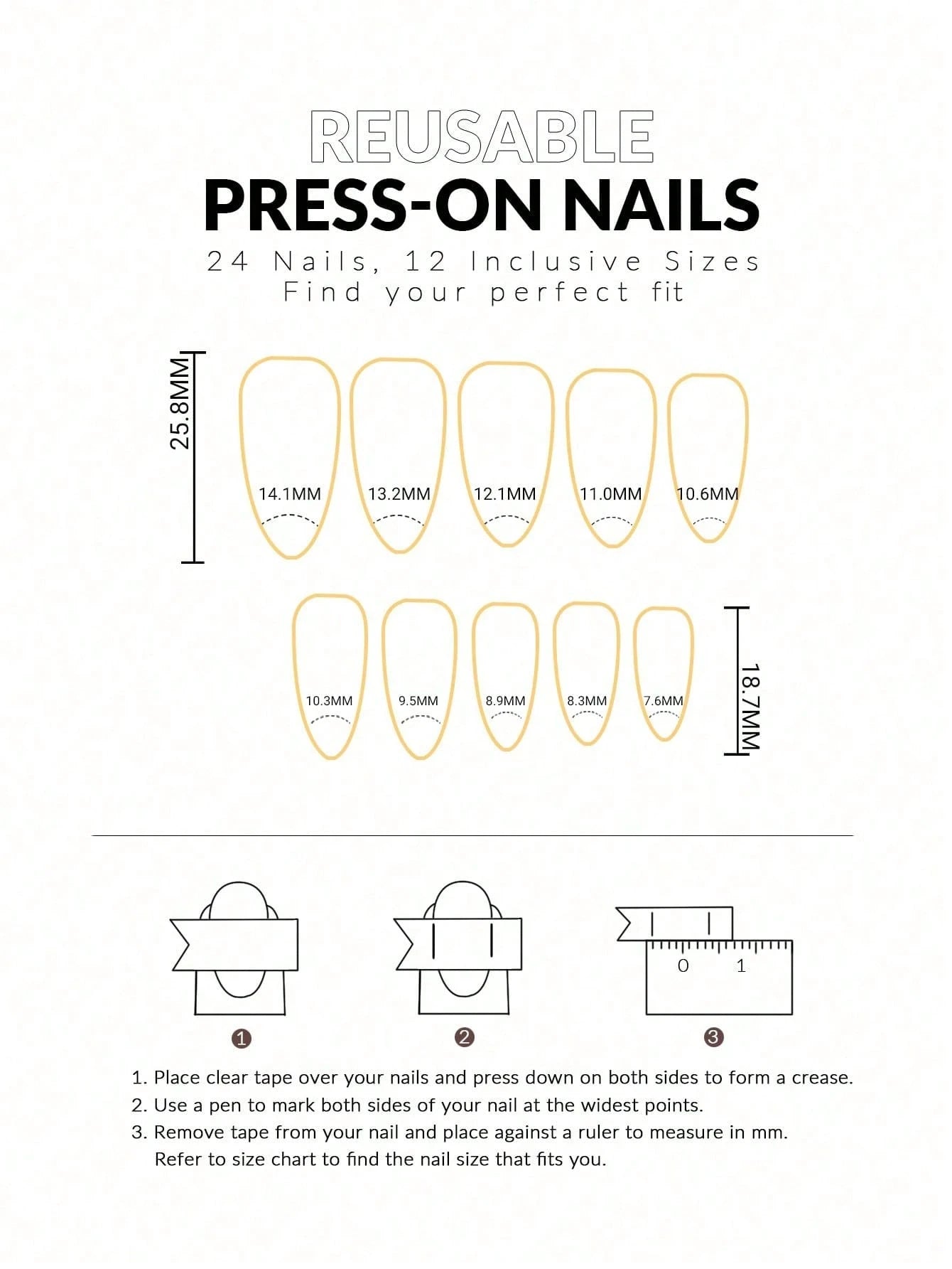 Shein 180pcs Almond-Shaped Ombre White Nail Stickers