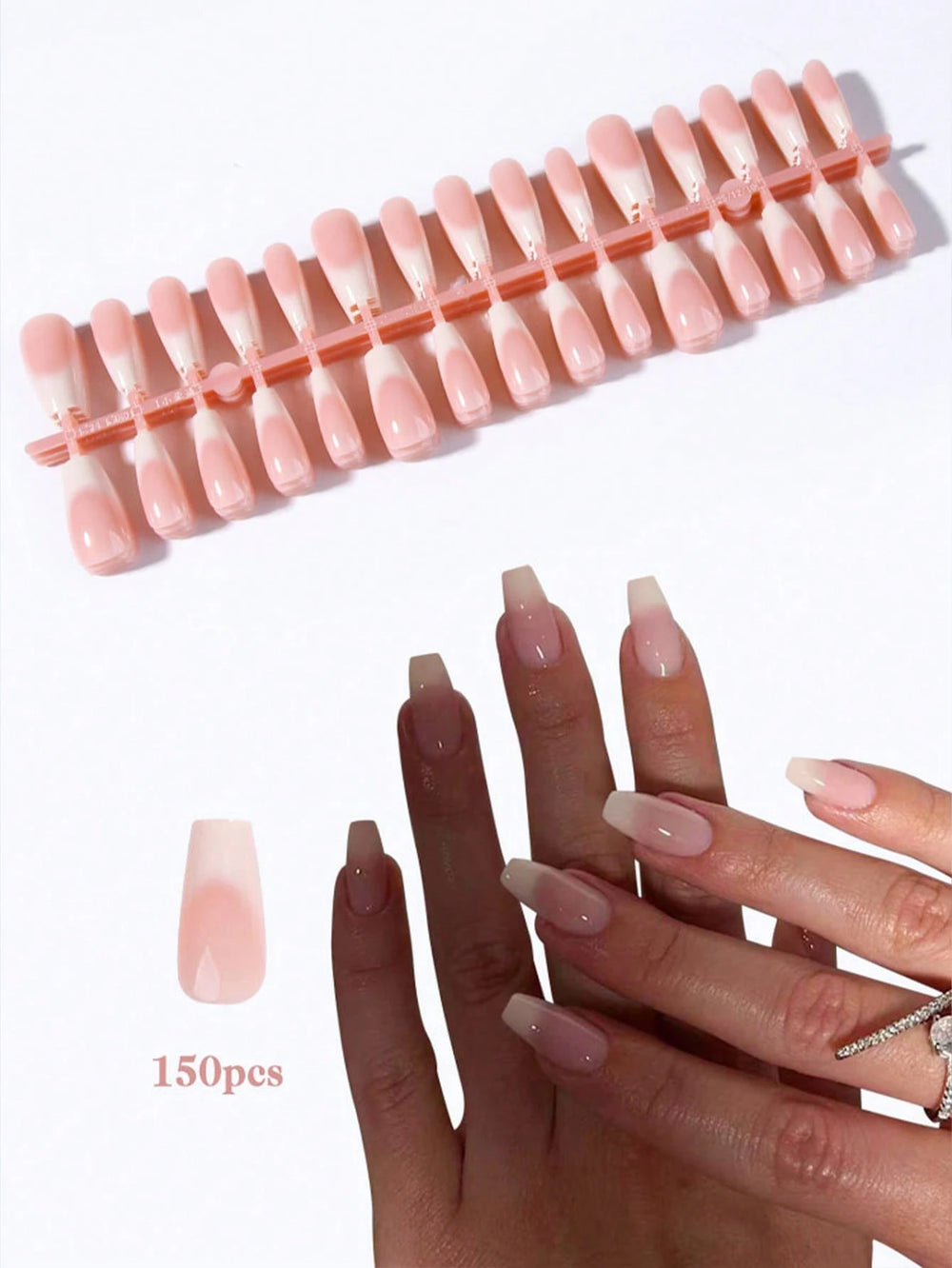Shein 150pcs Long Almond-Shaped Fake Nail Set