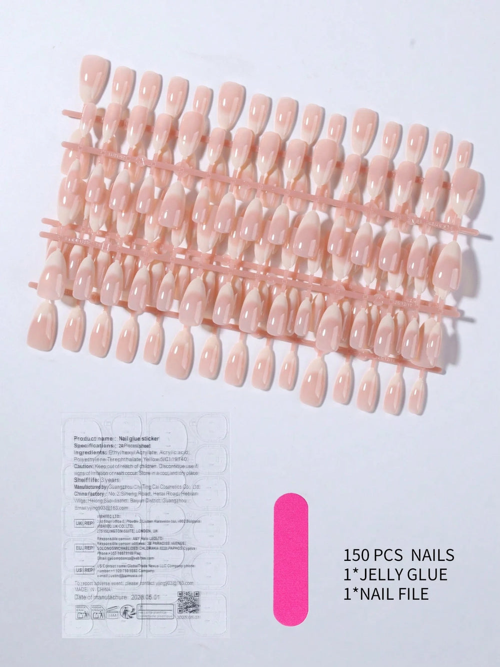 Shein 150pcs Long Almond-Shaped Fake Nail Set