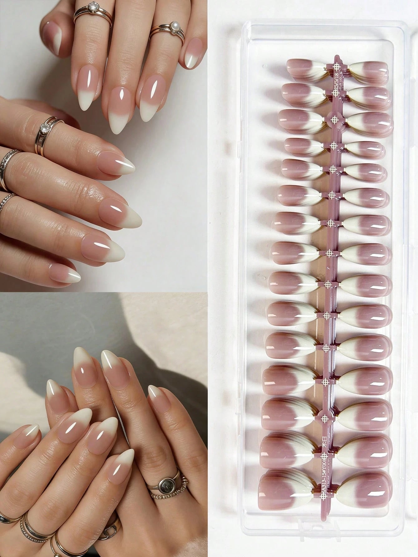 Shein 150pcs Medium Pink Ombre Minimalist Style Fake Nails