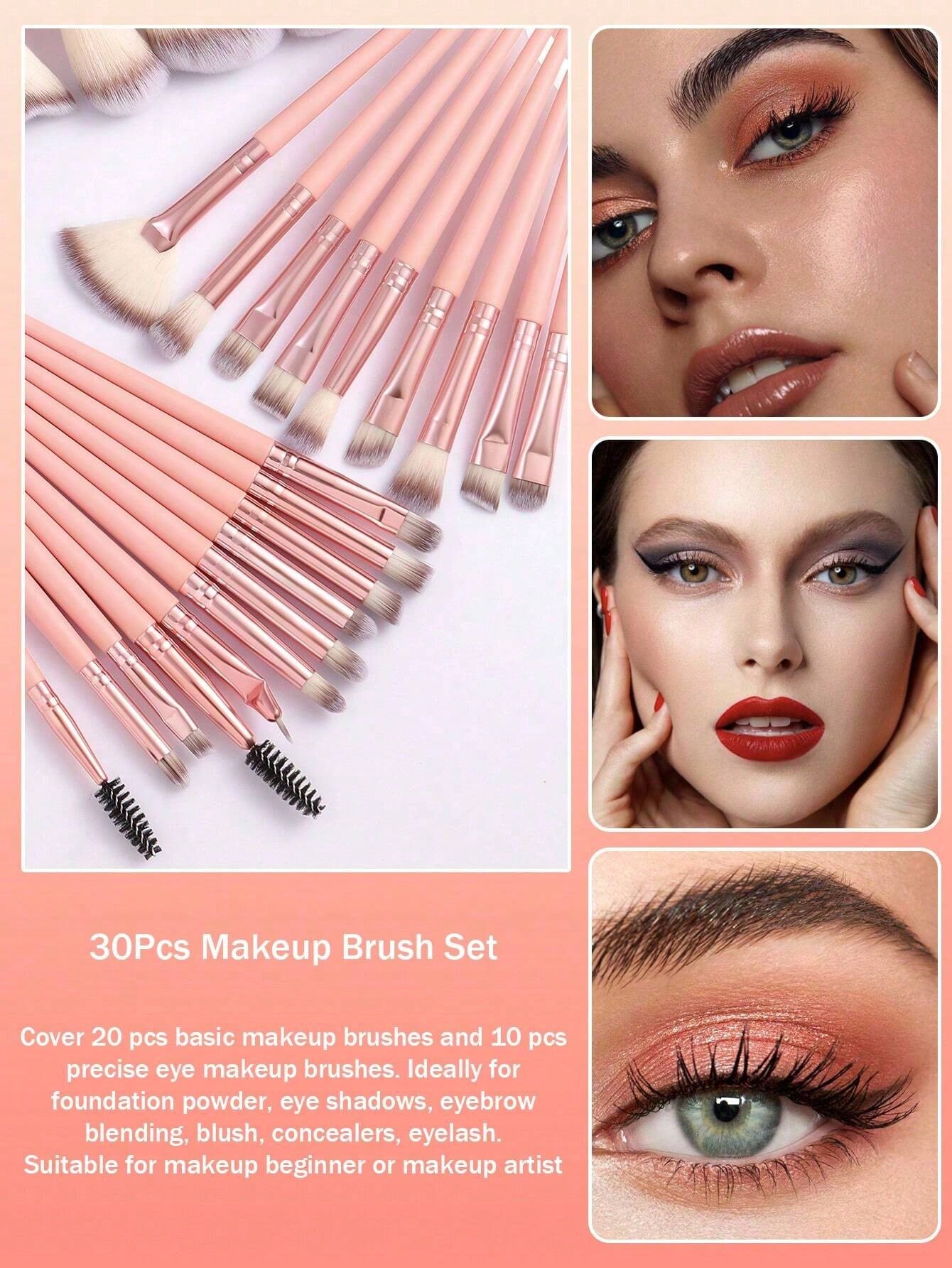 Shein 30 Pcs high-quality rose gold makeup brush set