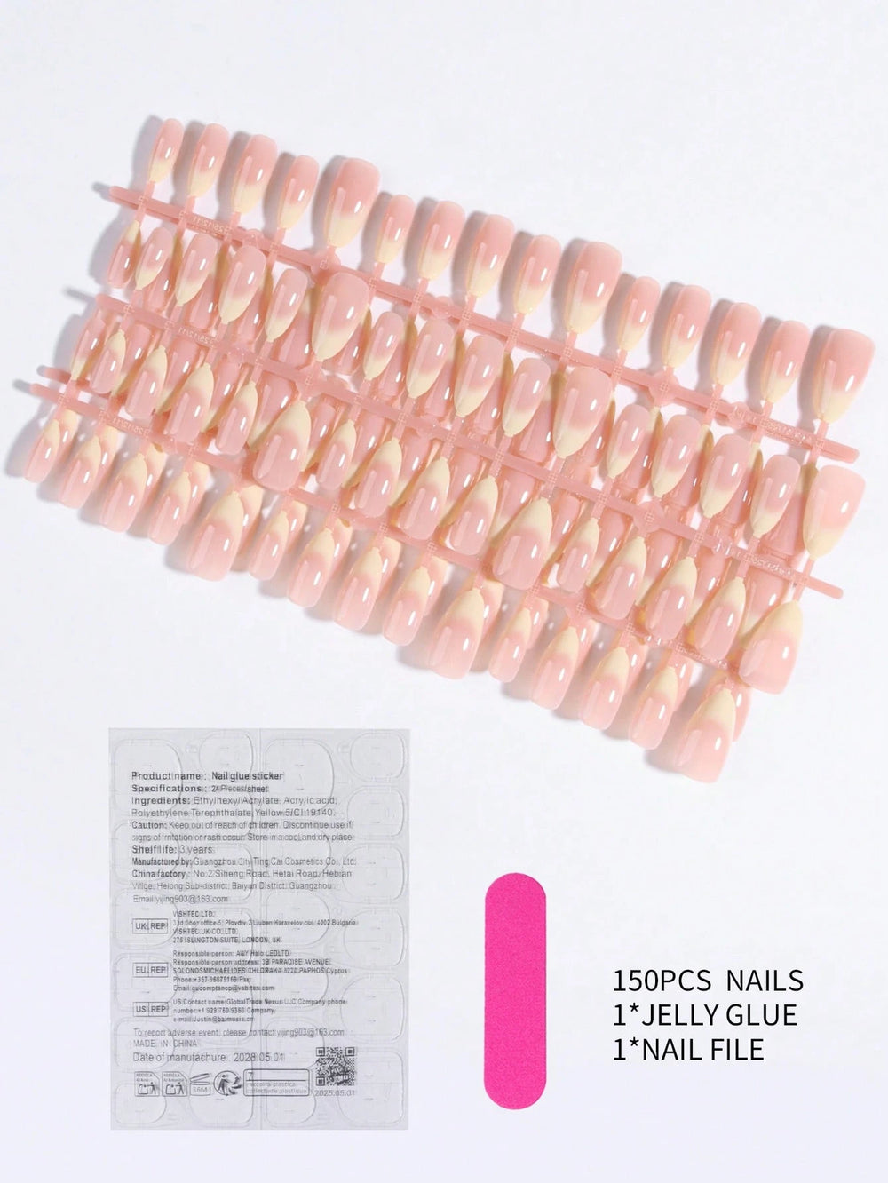 Shein 150pcs Long Almond-Shaped Fake Nail Set