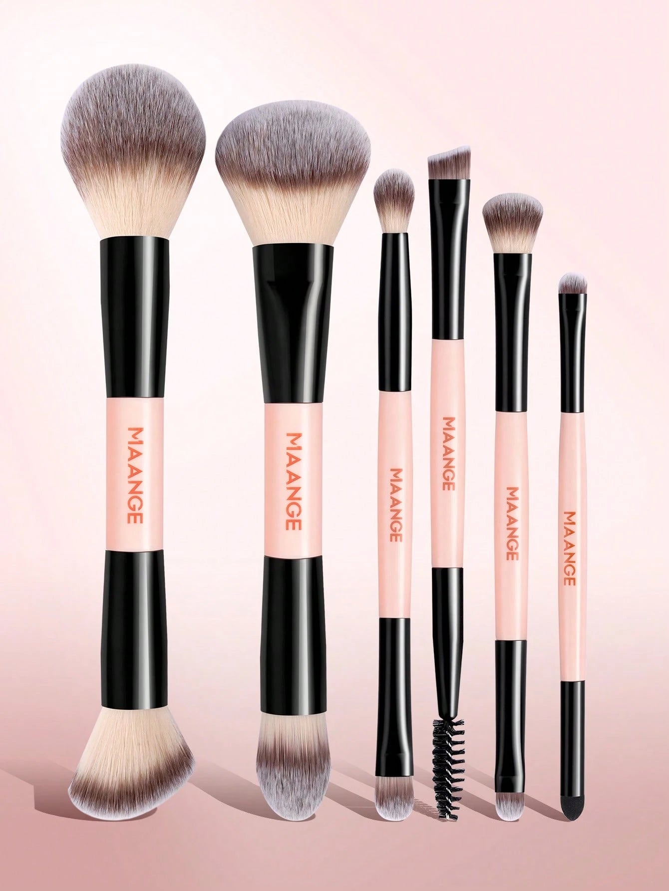Maange 6Pcs Makeup Brush Pink and Black