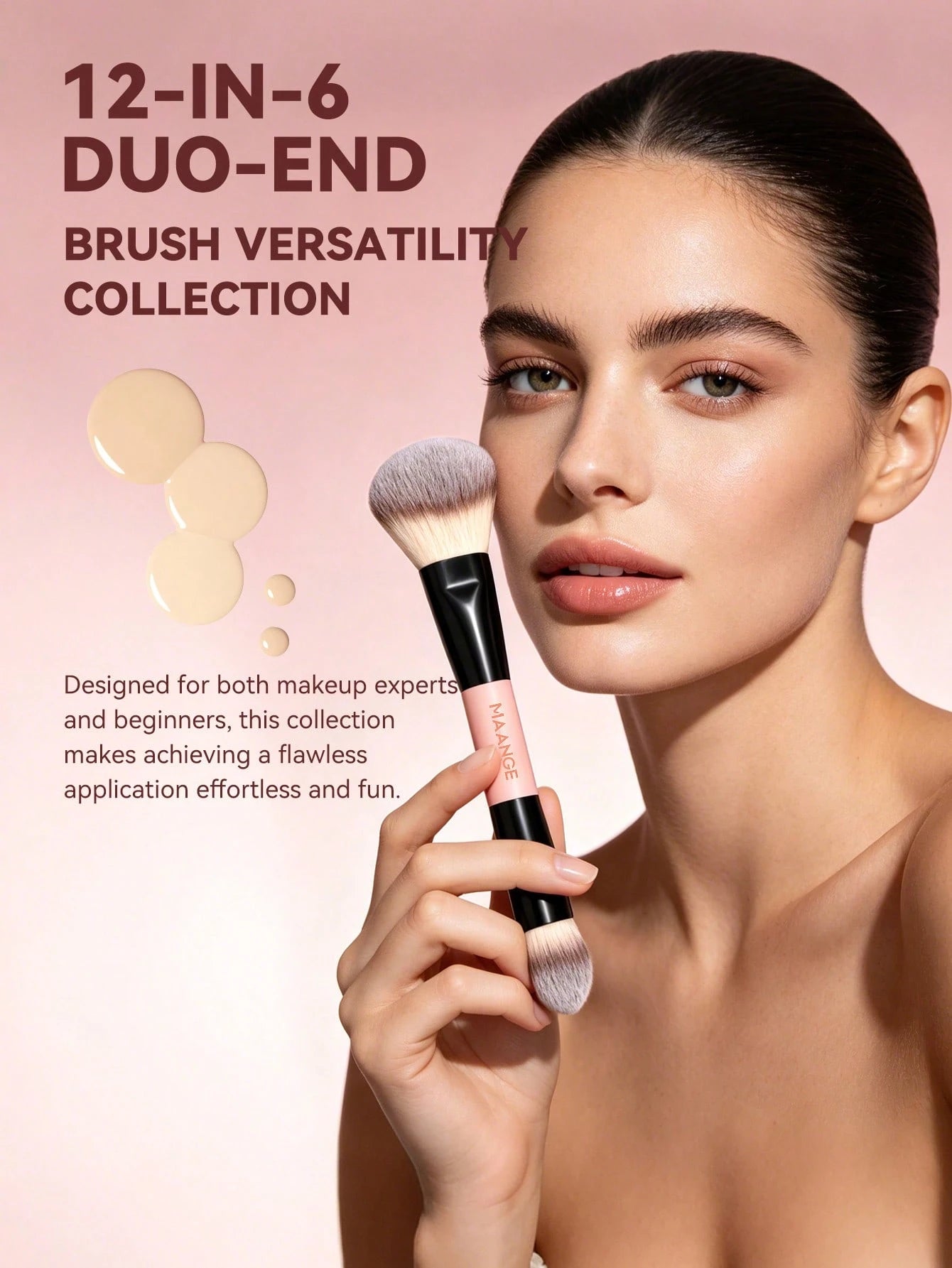 Maange 6Pcs Makeup Brush Pink and Black