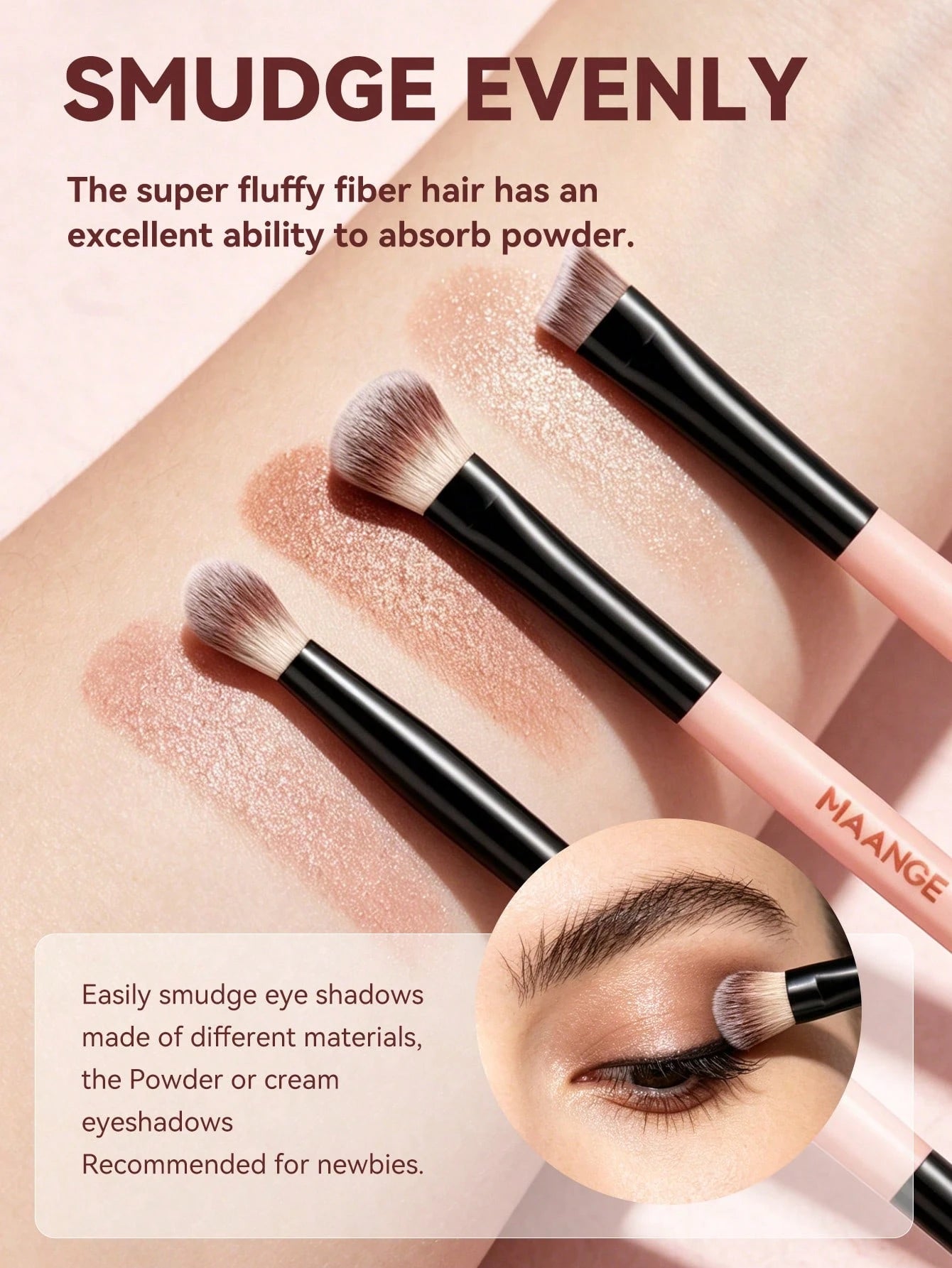 Maange 6Pcs Makeup Brush Pink and Black