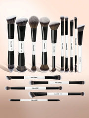 Maange 15Pcs Pro Makeup Brush Black and White