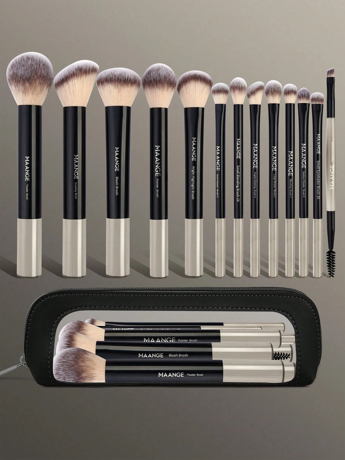 Maange 13Pcs Makeup Brush With Bag Black