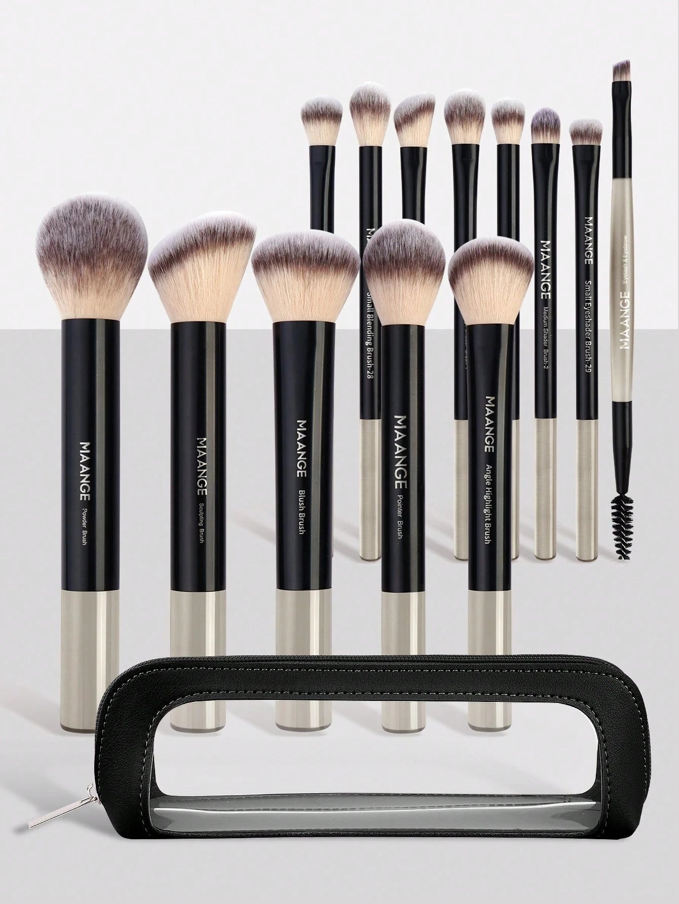 Maange 13Pcs Makeup Brush With Bag Black