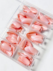Shein120pcs Box Medium Long Almond Nude Ombre Classic False Nail Stickers
