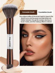 Maange 7Pcs Makeup Brush Metalic Brown With Bag