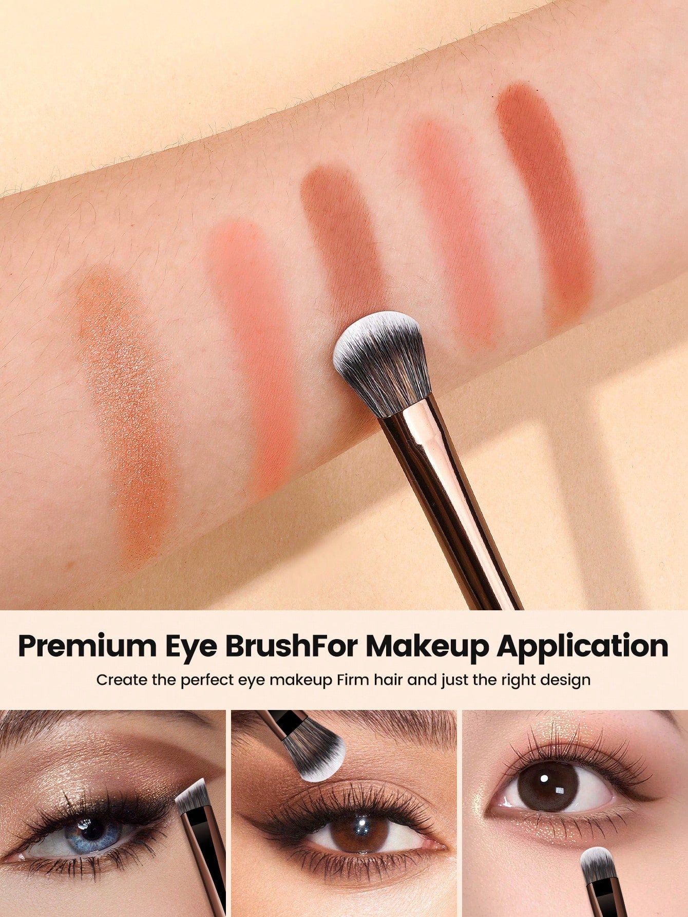 Maange 7Pcs Makeup Brush Metalic Brown With Bag