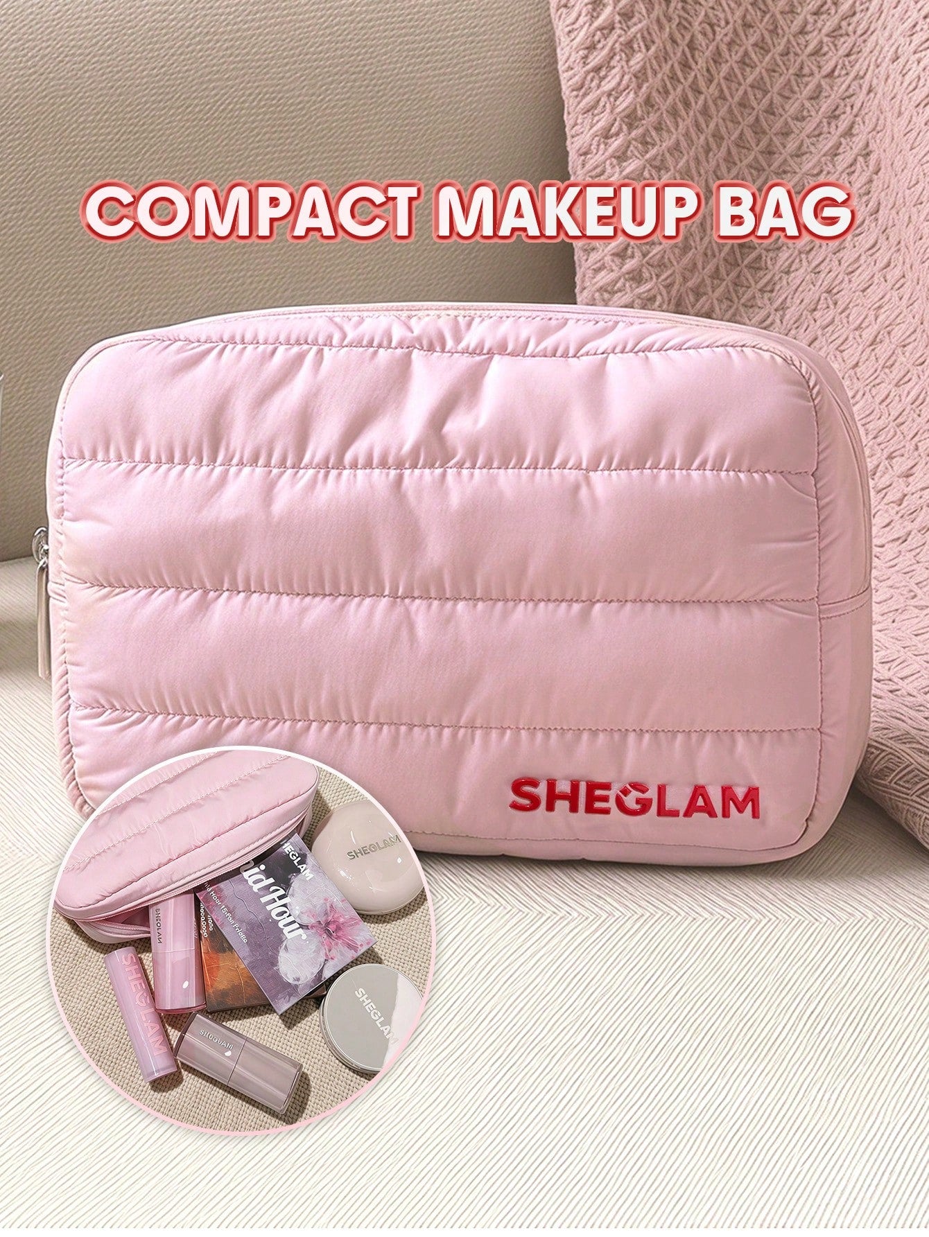 شنطة مكياج شيجلام كومباكت وردي | Sheglam Compact Makeup Bag Pink
