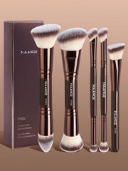 Maange 5Pcs Pro Double End Makeup Brush Brown