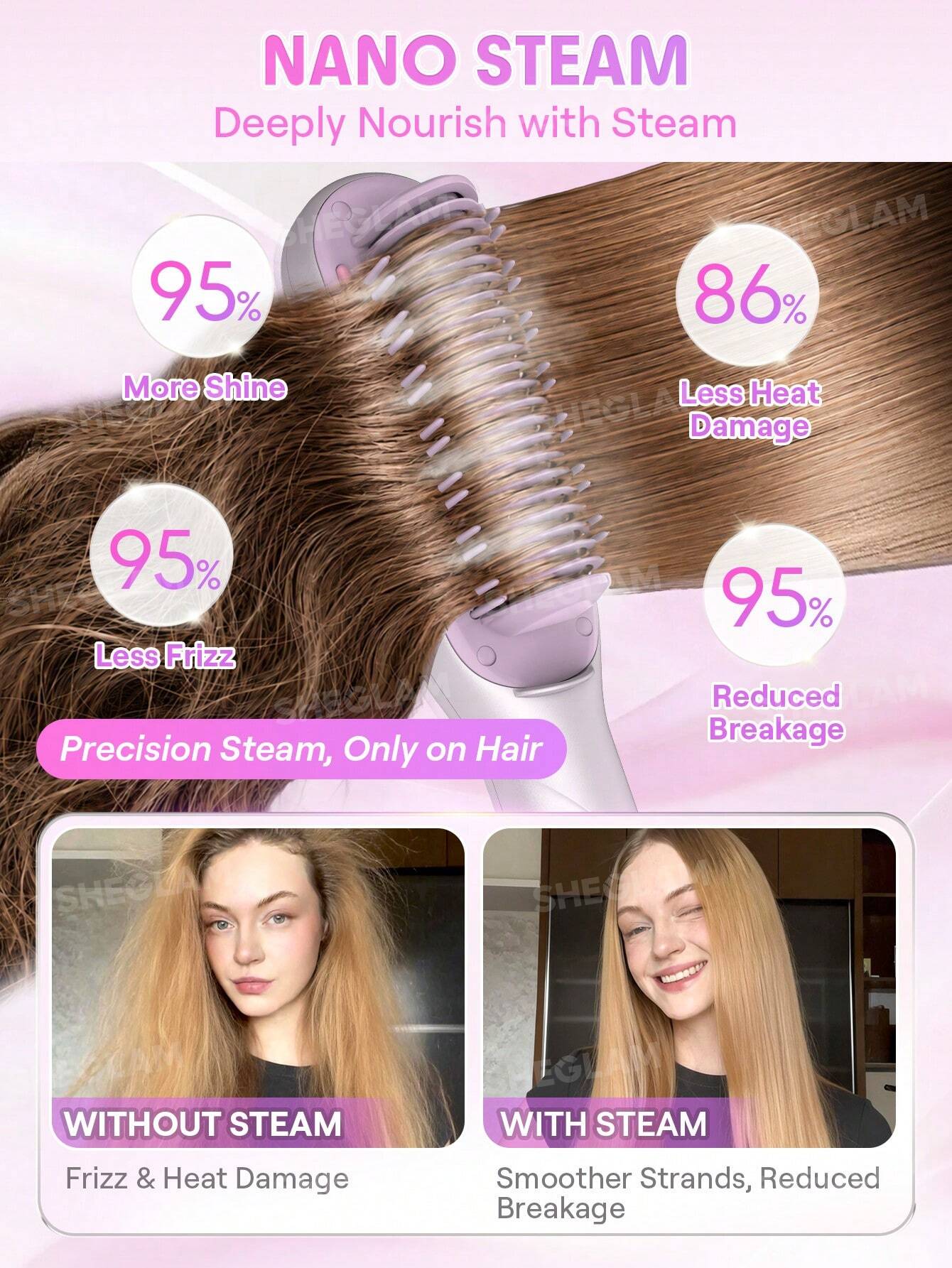 Sheglam Hydra Shot Steam Straightening Brush Pro