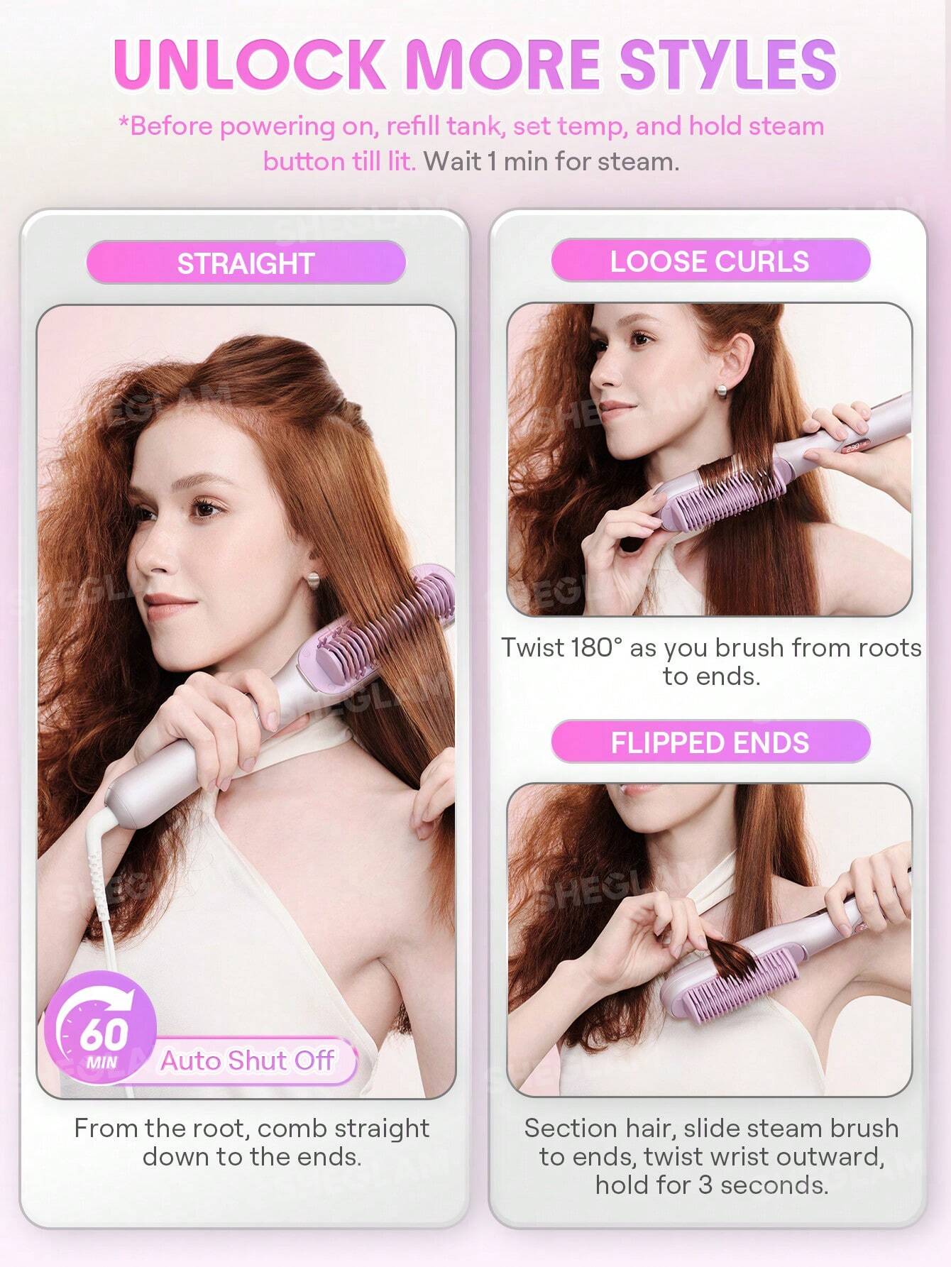 Sheglam Hydra Shot Steam Straightening Brush Pro