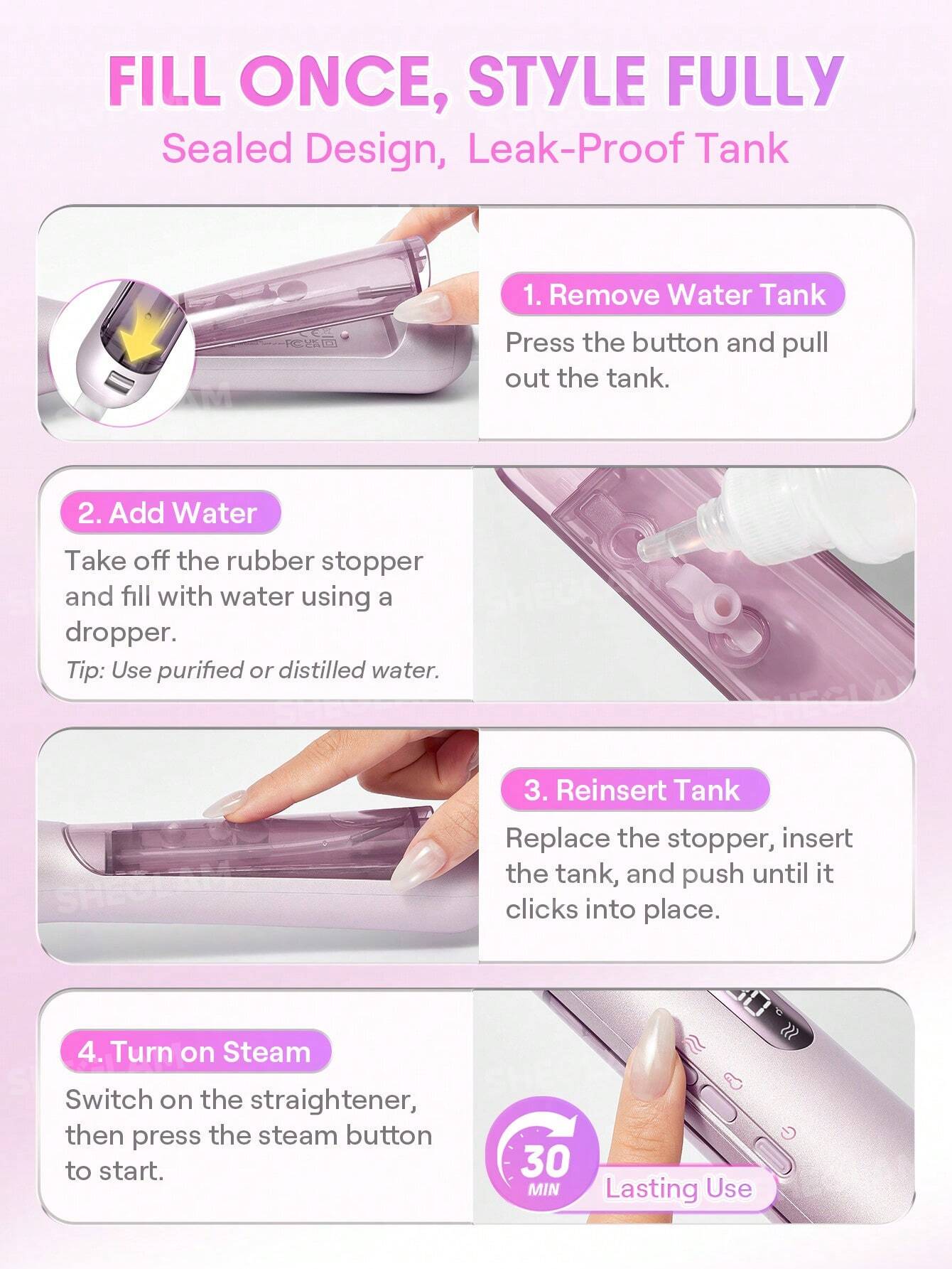 Sheglam Hydra Shot Steam Straightening Brush Pro