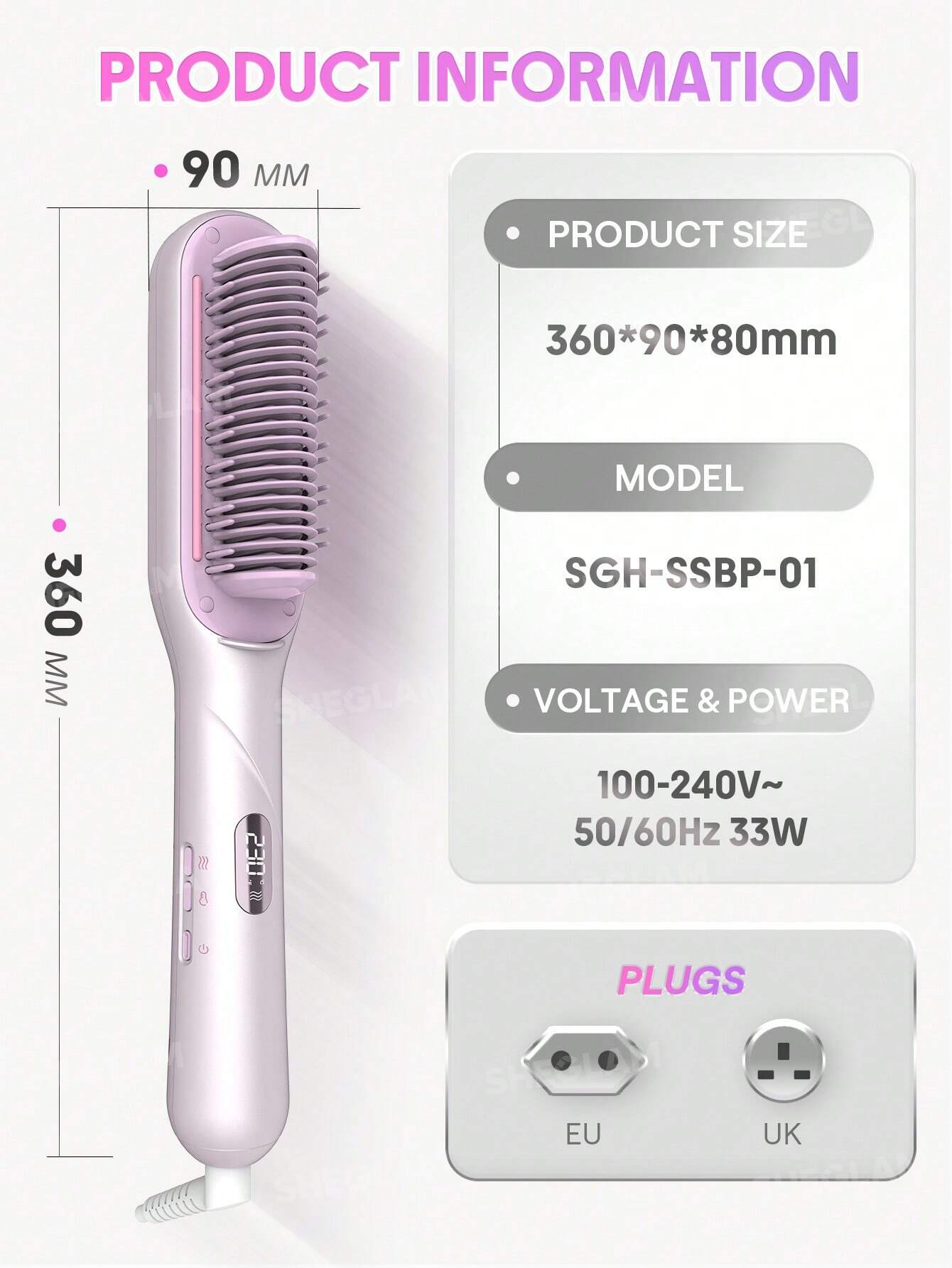 Sheglam Hydra Shot Steam Straightening Brush Pro