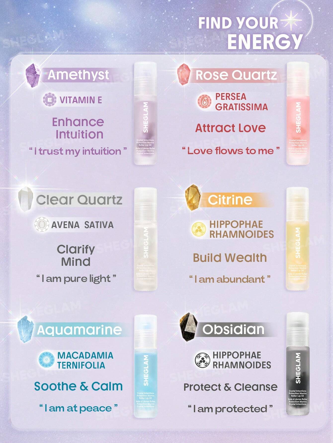 Sheglam Crystal Intentions Protection Mantra Roller Lip Oil
