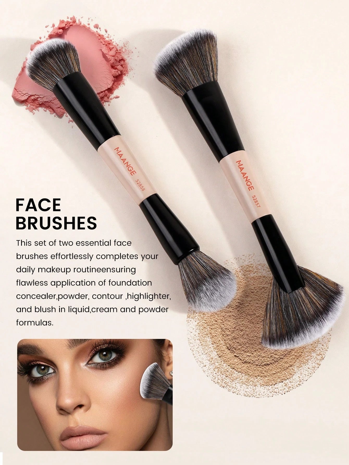 Maange 7Pcs Makeup Brush Black and Pink