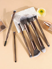 Maange Makeup Brush Set Dark Brown 6Pcs